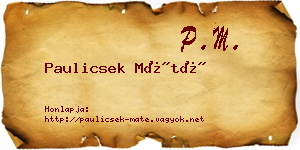 Paulicsek Máté névjegykártya